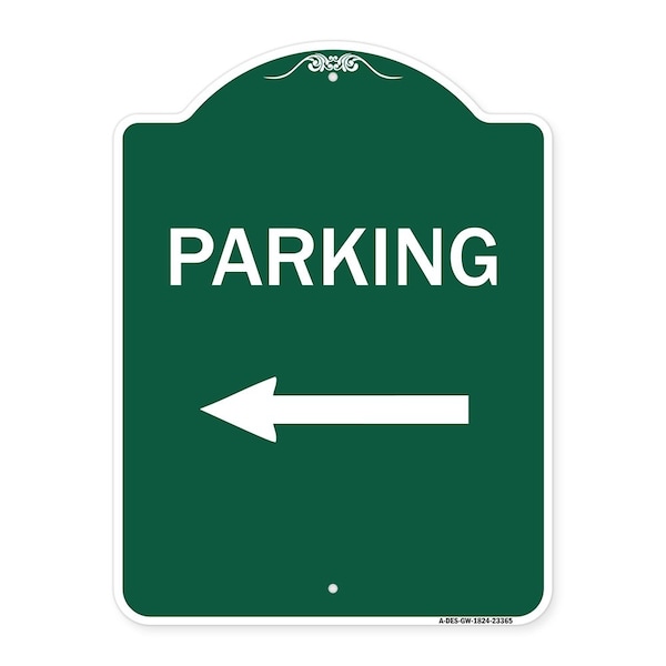 Signmission Designer Series Parking Left Arrow, Green & White Aluminum Sign, 18" x 24", GW-1824-23365 A-DES-GW-1824-23365 - main